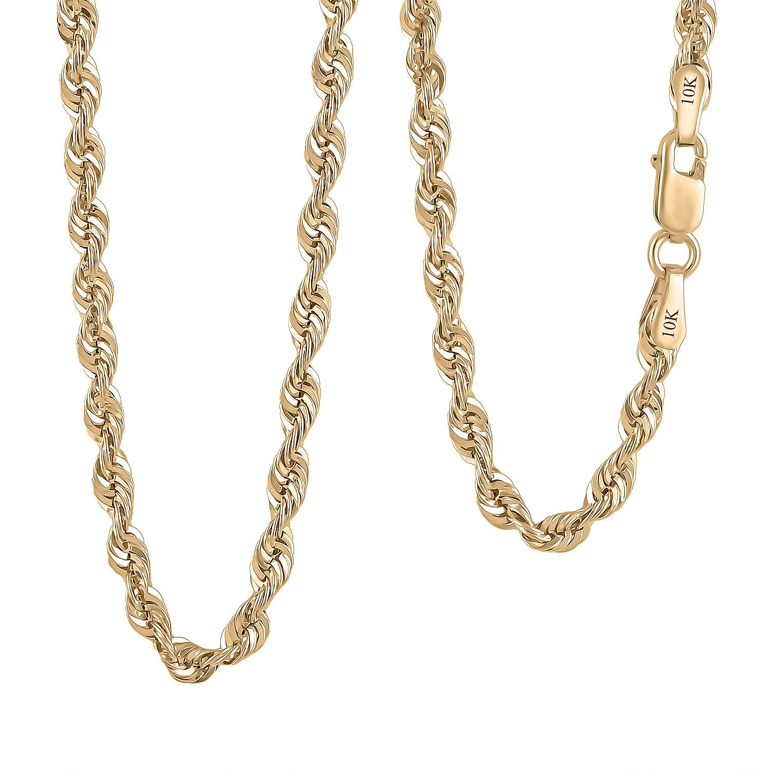 3mm Rope Chain Necklace in 10K Yellow Gold 2.2 Grams 16 Inches