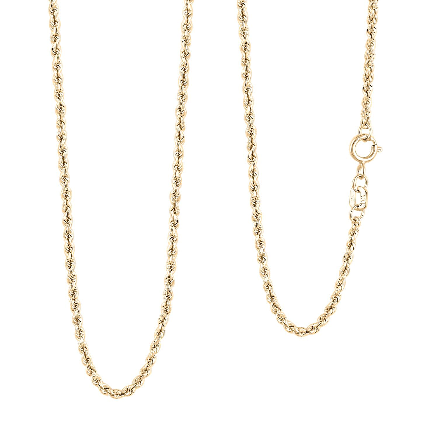 1.6mm Rope Chain Necklace in 10K Yellow Gold 0.94 Grams 18 Inches