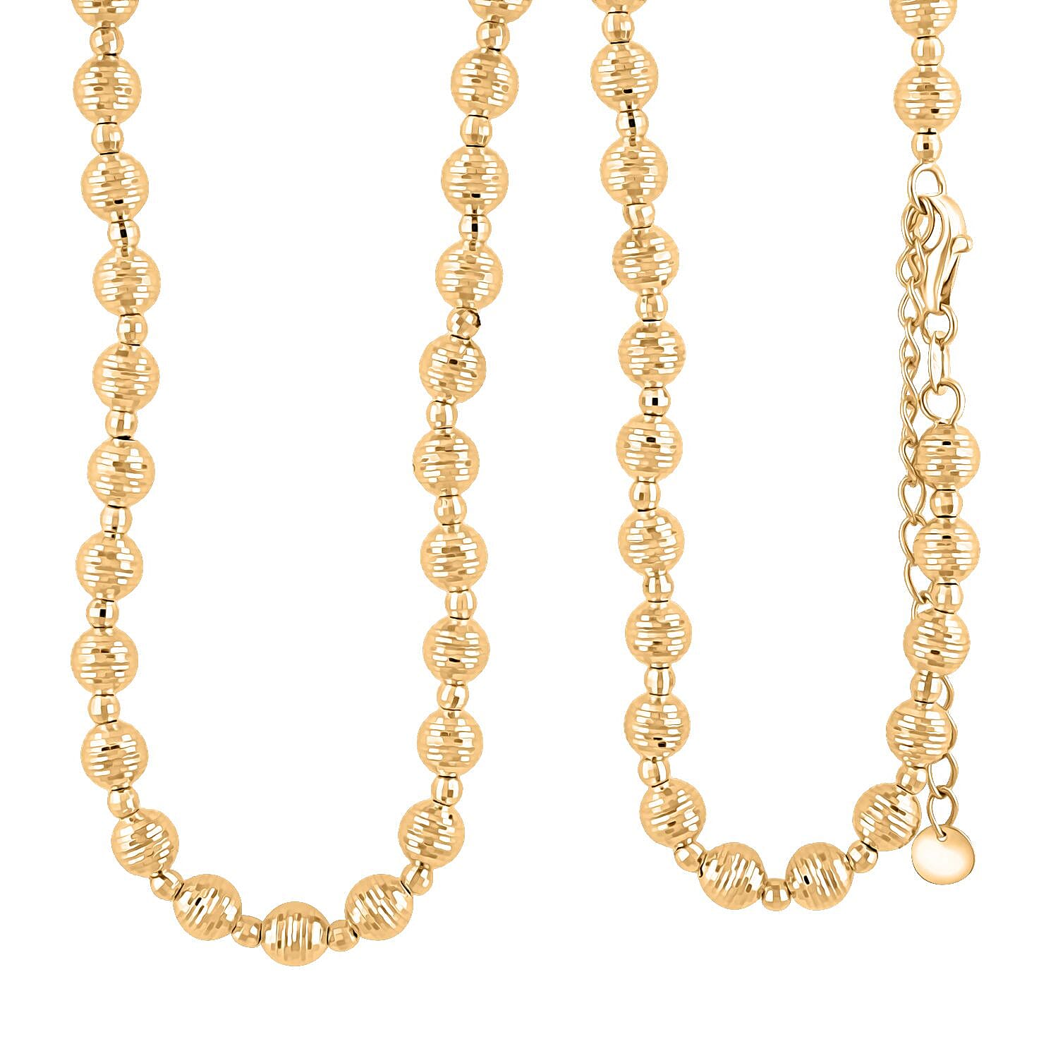 10K Yellow Gold Diamond-cut Beaded Necklace 18-20 Inches 11.78 Grams