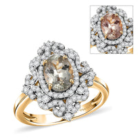 D'Joy AAA Turkizite, Moissanite Ring in 18K Vermeil YG Over Sterling Silver (Size 10.0) 2.15 ctw