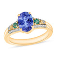 Luxoro Premium Tanzanite, Boyaca Colombian Emerald and G-H I2 Diamond 1.82 ctw Ring in 10K Yellow Gold - Sticky add to cart bar