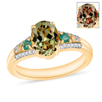 Luxoro AAA Turkizite, Boyaca Colombian Emerald and G-H I1 Diamond Ring in 14K Yellow Gold (Size 11) 1.82 ctw