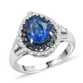 Kashmir Kyanite and Multi Gemstone 3.00 ctw Water Ripples Ring in Rhodium Over Sterling Silver (Del. In 10-12 Days) - Sticky add to cart bar