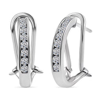 Luxuriant Lab Grown Diamond G-H SI 0.50 ctw Omega Clip Earrings in Rhodium Over Sterling Silver