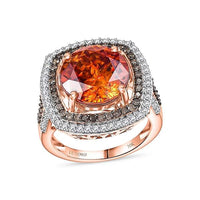 Luxoro 10K Rose Gold Premium Picos Altos Sphalerite, Natural Champagne and White Diamond (I2) (1.10 cts) Ring (Size 10.0) 10.30 ctw