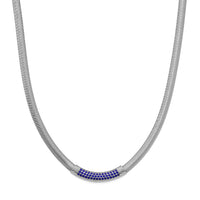 Blue Austrian Crystal Snake Chain Necklace (20-22 Inches) in Stainless Steel