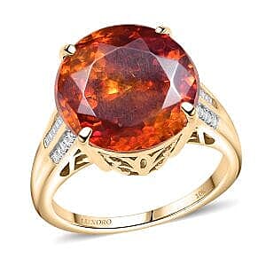 Luxoro 10K Rose Gold Premium Picos Altos Sphalerite, Diamond (I2) (0.17 cts) Ring (Size 10.0) 12.35 ctw