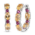 Karis Brazilian Citrine and Orissa Rhodolite 5.50 ctw Garnet Art Deco Hoop Earrings in Platinum Bond - Sticky add to cart bar