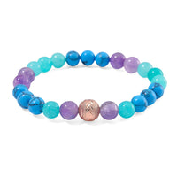 Multi Gemstone 90.00 ctw Beaded Bracelet in Rosetone (6.5-7In)