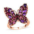 Orissa Rhodolite Garnet, African Amethyst Ring in 18K Vermeil RG Over Sterling Silver (Size 10.0) 4.00 ctw - Sticky add to cart bar