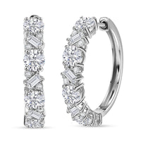 D'Joy Moissanite 4.75 ctw Stars and Constellations Hoop Earrings in Rhodium Over Sterling Silver