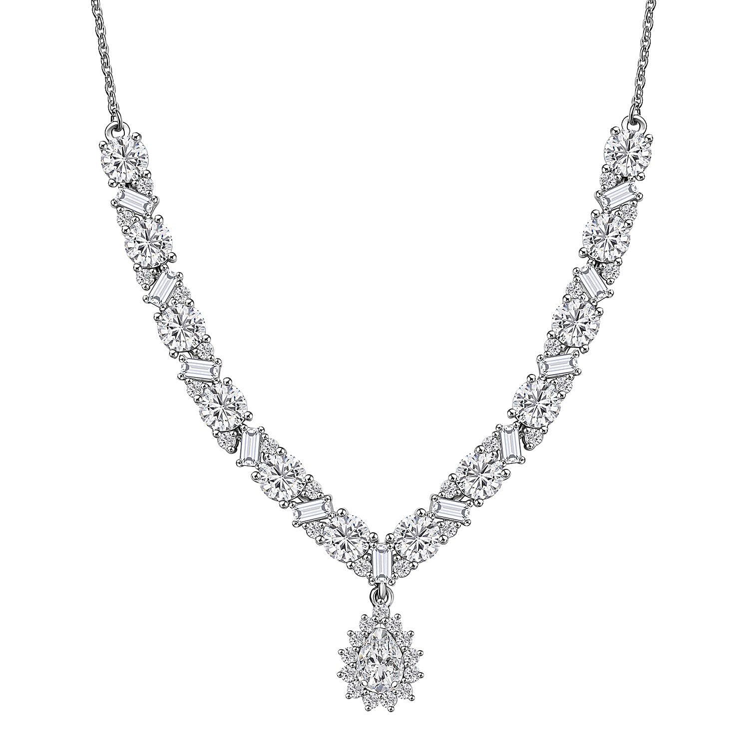D'Joy Moissanite 8.10 ctw Stars and Constellations Necklace in Rhodium Over Sterling Silver 18-20 Inches