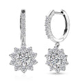 D'Joy Moissanite 3.90 ctw Sunflower Drop Earrings in Rhodium Over Sterling Silver - Sticky add to cart bar