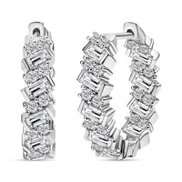 D'Joy Moissanite 3.15 ctw Wave Earrings in Rhodium Over Sterling Silver