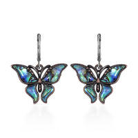 Abalone Shell Lever Back Earrings in Silvertone and Stainless Steel