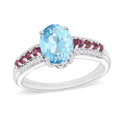 Luxoro Premium Mangoro Aquamarine, Ouro Fino Rubellite and G-H I2 Diamond Ring in 10K White Gold (Size 10.0) 2.11 ctw - Sticky add to cart bar