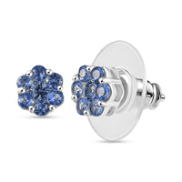 D'Joy Premium Ceylon Blue Sapphire 1.00 ctw Moonlit Earrings in Rhodium Over Sterling Silver