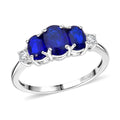 Tanzanian Blue Spinel (DF) and Moissanite 2.00 ctw Ring in Rhodium Over Sterling Silver - Sticky add to cart bar
