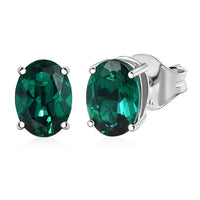 Certified & Appraised AAA Luxuriant Lab Grown Emerald 1.79 ctw Solitaire Stud Earrings in 10K White Gold
