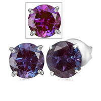 Certified & Appraised 10K White Gold AAA Luxuriant Lab Grown Purple Sapphire Solitaire Stud Earrings 2.70 ctw