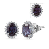 Certified & Appraised AAA Luxuriant Lab Grown Alexandrite and G-H SI Lab Grown Diamond 3.60 ctw Stud Earrings in 10K White Gold