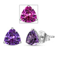 Certified & Appraised 10K White Gold AAA Luxuriant Lab Grown Purple Sapphire Solitaire Stud Earrings 2.70 ctw - Sticky add to cart bar