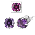 Certified & Appraised 10K White Gold AAA Luxuriant Lab Grown Purple Sapphire Solitaire Stud Earrings 2.70 ctw - Sticky add to cart bar