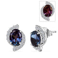 Certified & Appraised AAA Luxuriant Lab Grown Alexandrite and G-H SI Lab Grown Diamond 3.73 ctw Earrings in 10K White Gold - Sticky add to cart bar