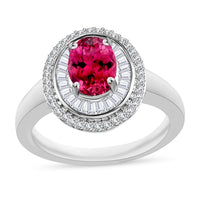 Luxoro Premium Ouro Fino Rubellite and G-H I2 Diamond 1.67 ctw Ring in 10K White Gold (Size 10) 1