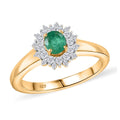 Kagem Zambian Emerald and Moissanite 0.65 ctw Ring in 18K Yellow Gold Plated Sterling Silver (Size 11.5) - Sticky add to cart bar