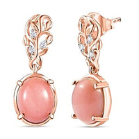 Vinicunca Peruvian Opal and White Zircon Fancy 4.93 ctw Earrings in Sterling Silver