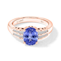 Luxoro Premium Tanzanite and G-H I2 Diamond Ring in 10K Rose Gold (Size 10.0) 2.10 ctw