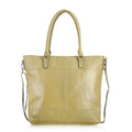 Beige Genuine Leather RFID Protected Tote Bag with Adjustable Detachable Shoulder Strap - Sticky add to cart bar