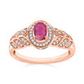 Cambodian Blue Zircon and Moissanite Ring in 18K Vermeil Rose Gold Over Sterling Silver (Size 10) 0.90 ctw - Sticky add to cart bar