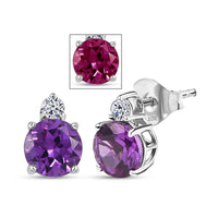 Certified & Appraised AAA Luxuriant Lab Grown Purple Sapphire and G-H SI Lab Grown Diamond 3.02 ctw Earrings in 10K White Gold