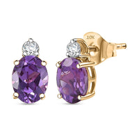 Certified & Appraised 10K Yellow Gold AAA Luxuriant Lab Grown Color Change Sapphire, Lab Grown Diamond (G-H, SI) Earrings 2.95 ctw