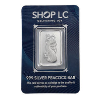 999 Fine Silver Beauty of Peacock Bar 10 Grams