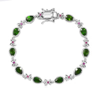 Chrome Diopside and Orissa Rhodolite Garnet 5.50 ctw Bracelet in Rhodium Over Sterling Silver (6.50 In)