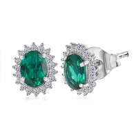 Certified & Appraised 10K White Gold AAA Luxuriant Lab Grown Emerald, Lab Grown Diamond (G-H, SI) Earrings 2.11 ctw