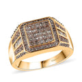 D'Joy Natural Champagne Diamond 1.00 ctw Men's Ring in 18K Vermeil Yellow Gold Over Sterling Silver (Size 10.0) - Sticky add to cart bar