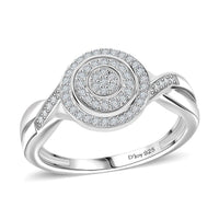 D'Joy White Diamond Ring in Rhodium Over Sterling Silver (Size 10.0) 0.25 ctw