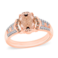 Luxoro Premium Marropino Morganite, Natural Champagne and White Diamond I2 2.23 ctw Ring in 14K White Gold (Size 10) 2