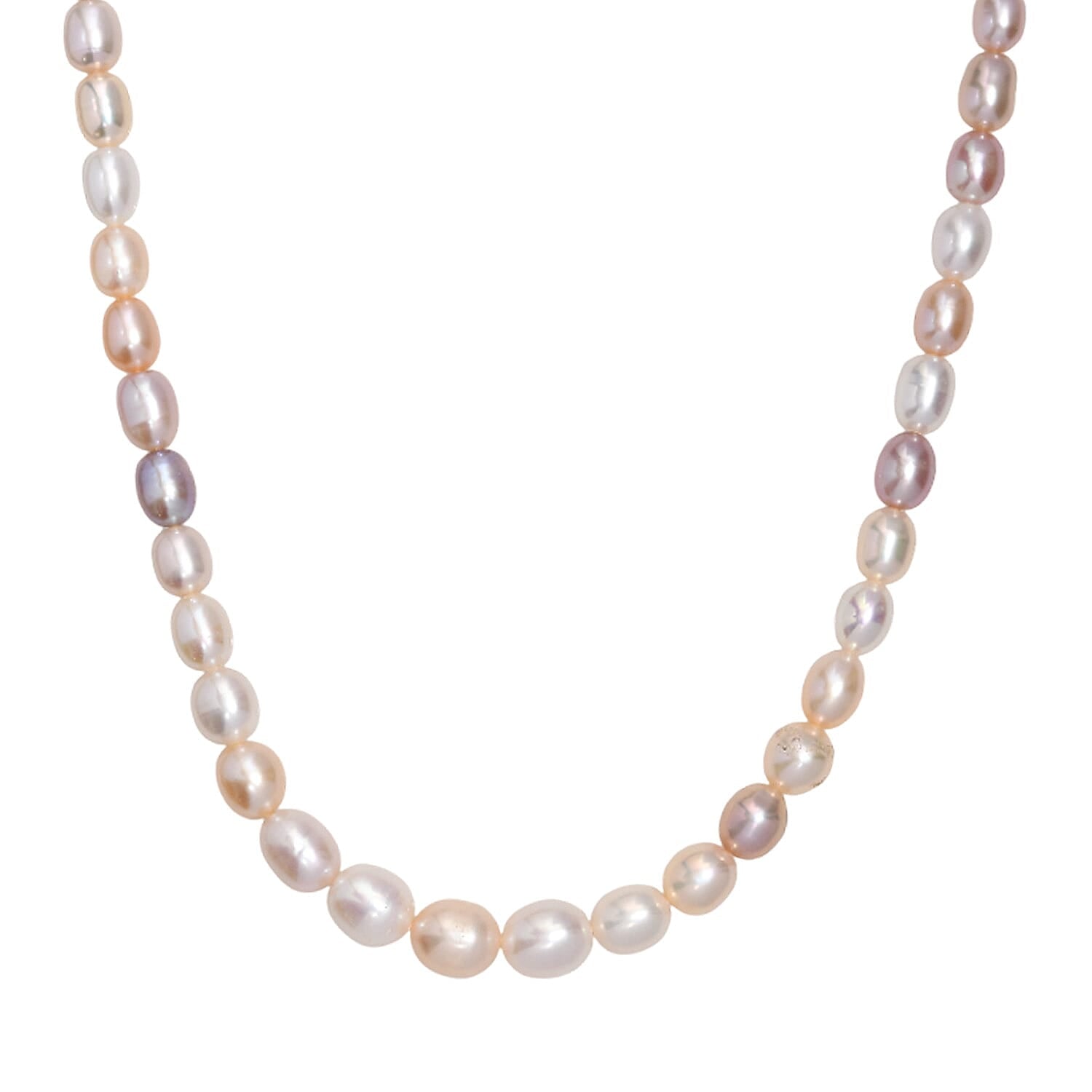 Multi Color Freshwater Pearl Oval Shape Necklace in 18K Vermeil Yellow Gold Over Sterling Silver 18 Inches