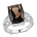 Brazilian Smoky Quartz 6.75 ctw Solitaire Ring in Stainless Steel (Size 10.0) - Sticky add to cart bar