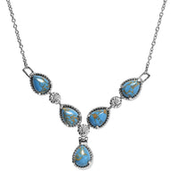 Mojave Blue Turquoise Necklace (18 Inches) in Stainless Steel 5.70 ctw