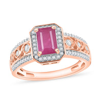 Royal Ruby and White Zircon 2.54 ctw Ring in 18K Vermeil Rose Gold Over Sterling Silver (Size 10.0)