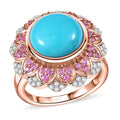 D'Joy Premium Sleeping Beauty Turquoise and Multi Gemstone 6.60 ctw Floral Ring in 18K Vermeil Rose Gold Over Sterling Silver (Size 6.0) - Sticky add to cart bar