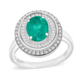 Luxoro Premium Kagem Zambian Emerald and G-H I2 Diamond 2.25 ctw Ring in 10K White Gold - Sticky add to cart bar