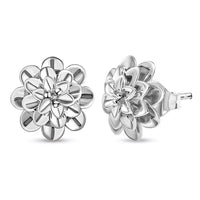 Floral Earrings in 10K White Gold 3.20 Grams