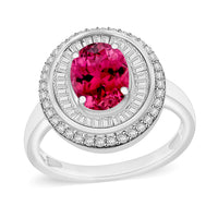 Luxoro Premium Ouro Fino Rubellite and G-H I2 Diamond 2.85 ctw Ring in 14K White Gold